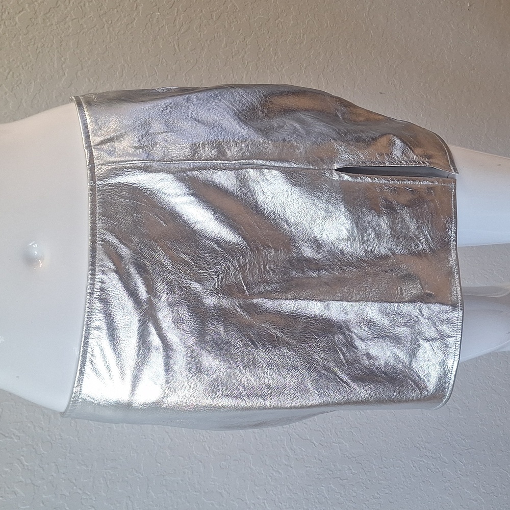 Fashion Nova Metallic Silver Mini Skirt